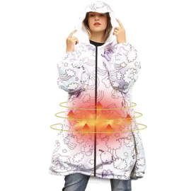 Heated throw blanket hoodie