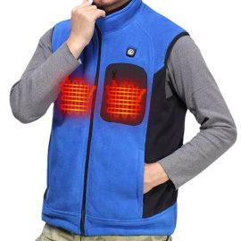 Plus Size Men’s Heated Fleece Jacket Battery Powered Winter Vest for Casual Style and Motorcycle Riding