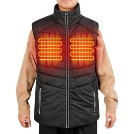 Windproof and Waterproof Men’s Electric Heated Vest with 3 Temperature Control Levels for Winter Warmth