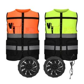 Two color High quality evaporative body outdoor work battery powered hi-vis cooling gel reflective safety vest for men